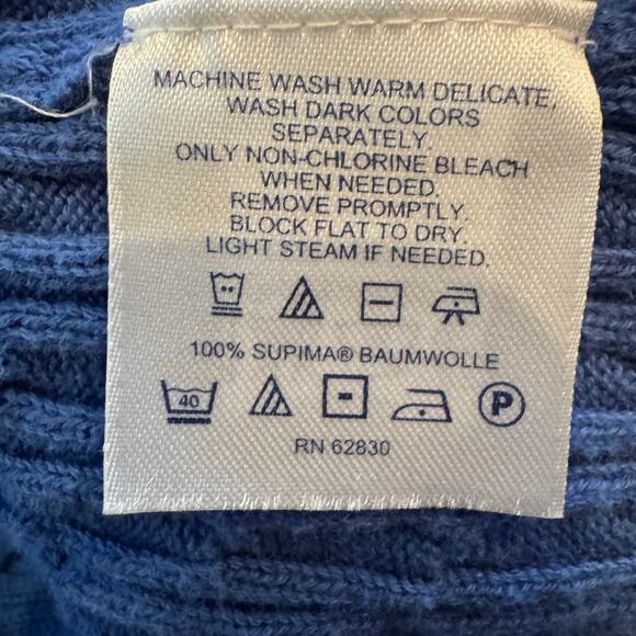 Lands End Plus Size 3X 100% Supima Cotton Royal Blue Cable Knit Cardigan Sweater - Picture 8 of 8